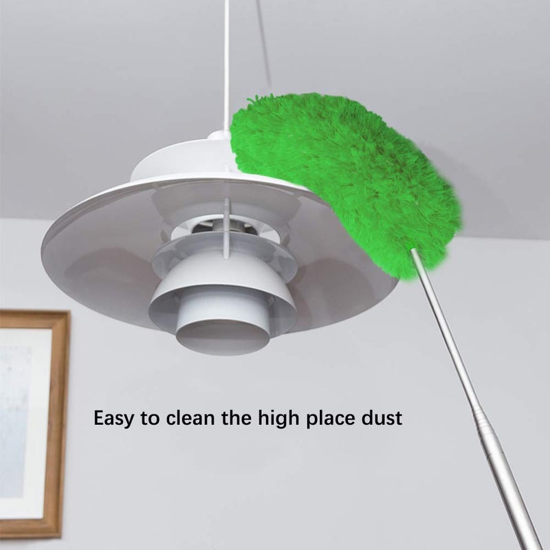 DELUX Microfiber Feather Duster Extendable Duster with 100 inches Extra Long Pole, Bendable Head & Long Handle Dusters for Cleaning Ceiling Fan, High Ceiling, Blinds, Furniture & Cars Green - Image 4